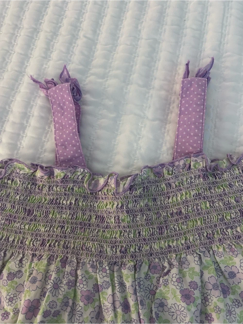 Carter's Lavender & Green Floral Smocked Dress with Ruffle Hem.    Size 24M